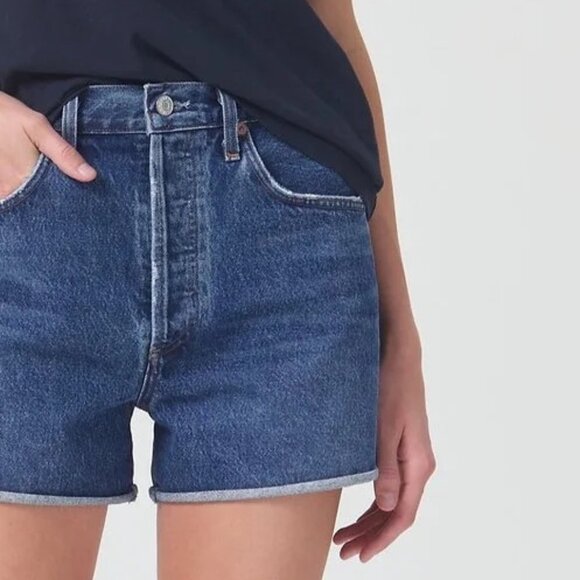 AGOLDE Dee High Rise Rolled Hem Shorts in Enamour 27 - Picture 2 of 9